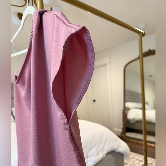 Entro Mauve Pink Blush One-Shoulder Draped Dress / Swim Cover-Up, Size Small - Picture 2 of 5